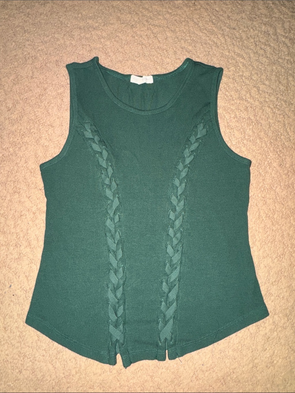 NWOT Gilded Intent Dark Green Braided Knit Tank Top